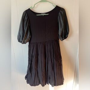 Elegant Black Puff Sleeve Mini Dress